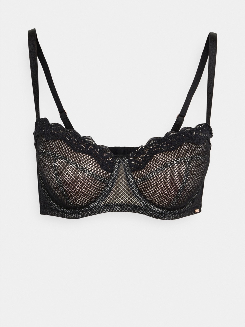 Dorina Black Lace-Trim Mesh Underwire Bra